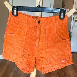 Men's 28"W 4" inseam orange stretch corduroy shorts